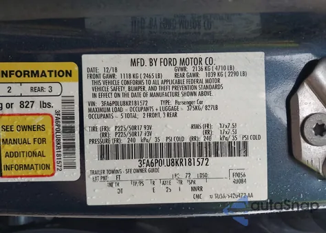 2019 Ford Fusion Hybrid Se z USA, uszkodzony, nr VIN 3FA6P0LU8KR181572